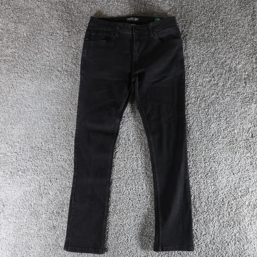 Free Planet Sustainable Denim Men's 34 Black Slim Straight Stretch Jeans